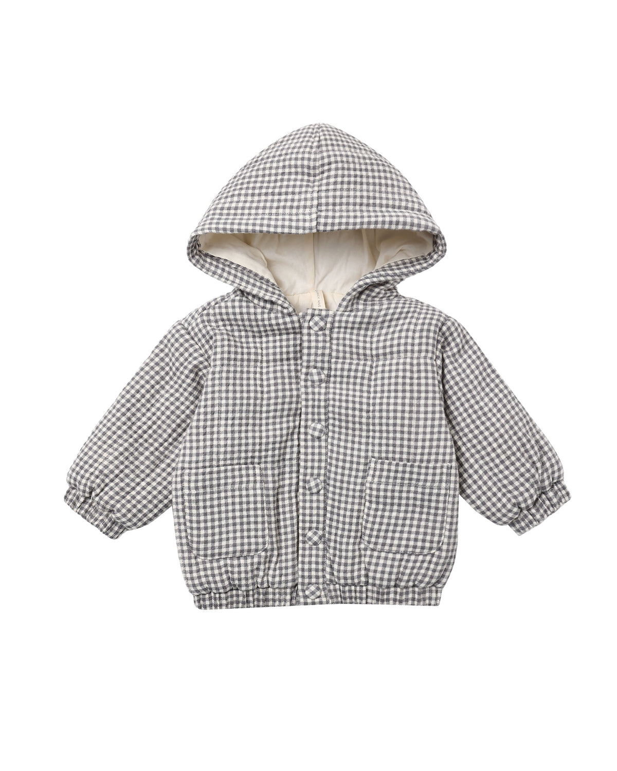 hooded woven jacket in midnight gingham