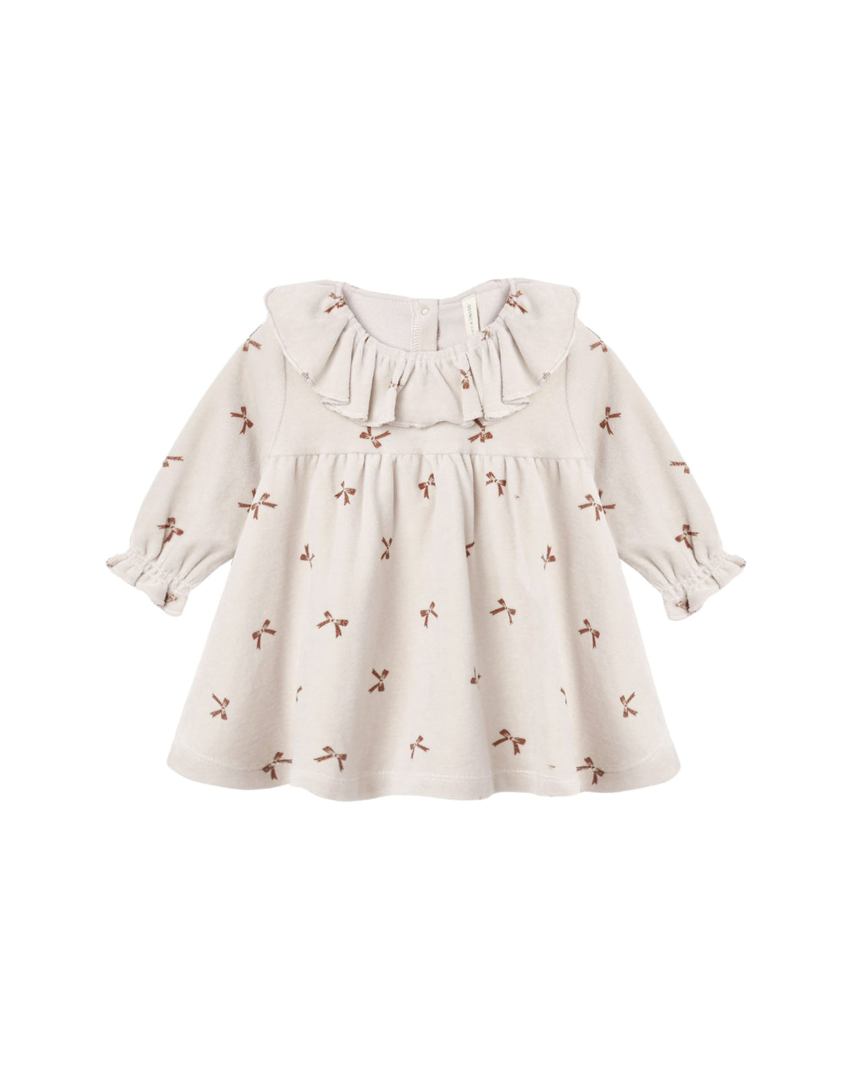 velour baby dress in red bows