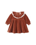 velour baby dress in redwood