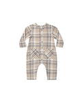 pocket woven jumpsuit in fall plaid