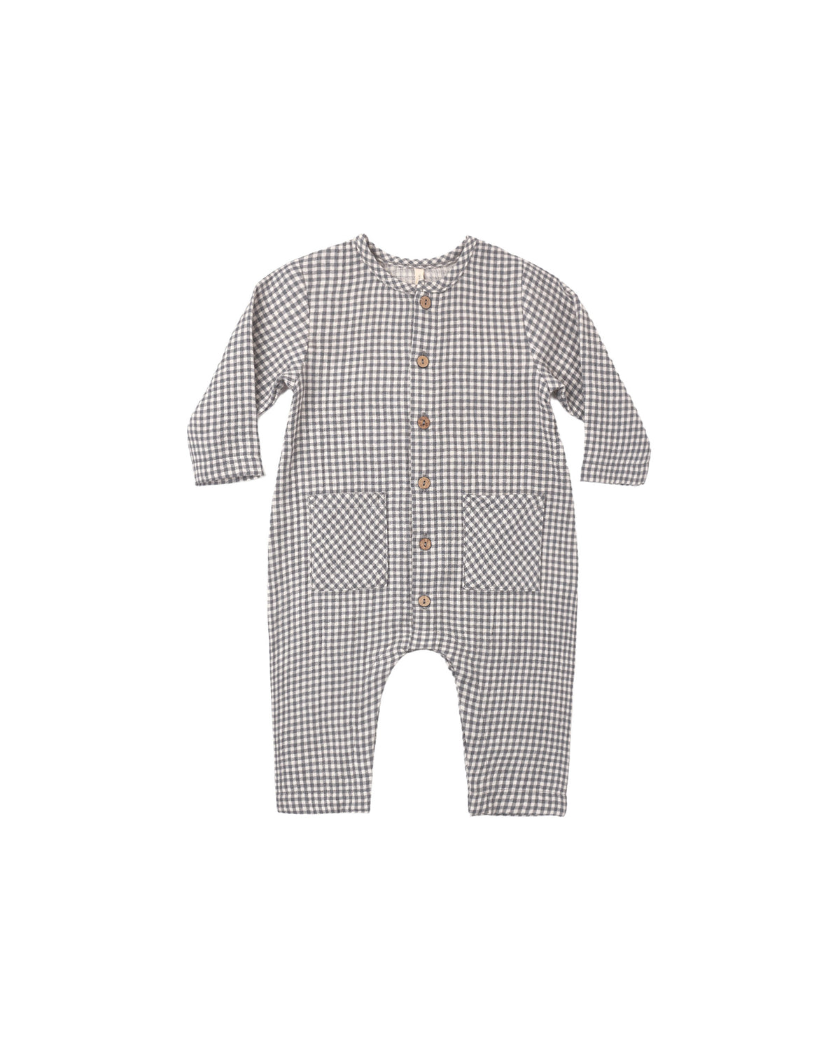 pocketed woven jumpsuit in midnight gingham