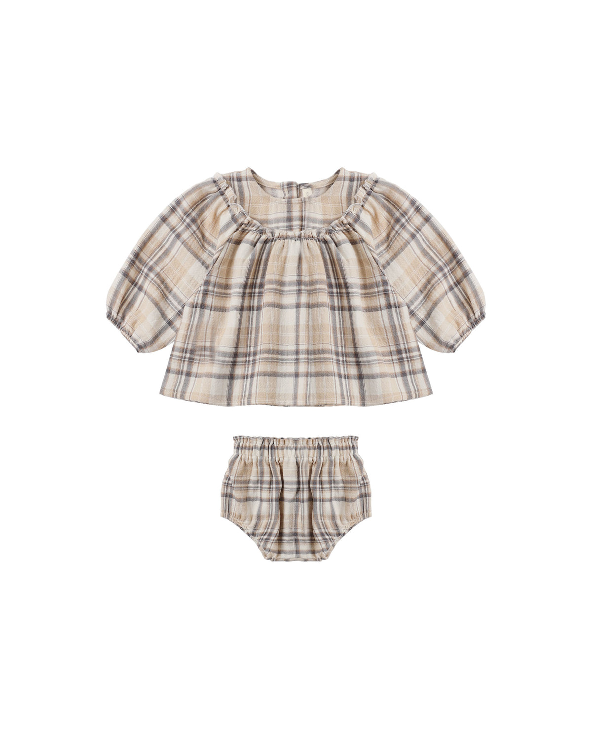 mia top and bloomer set in fall plaid