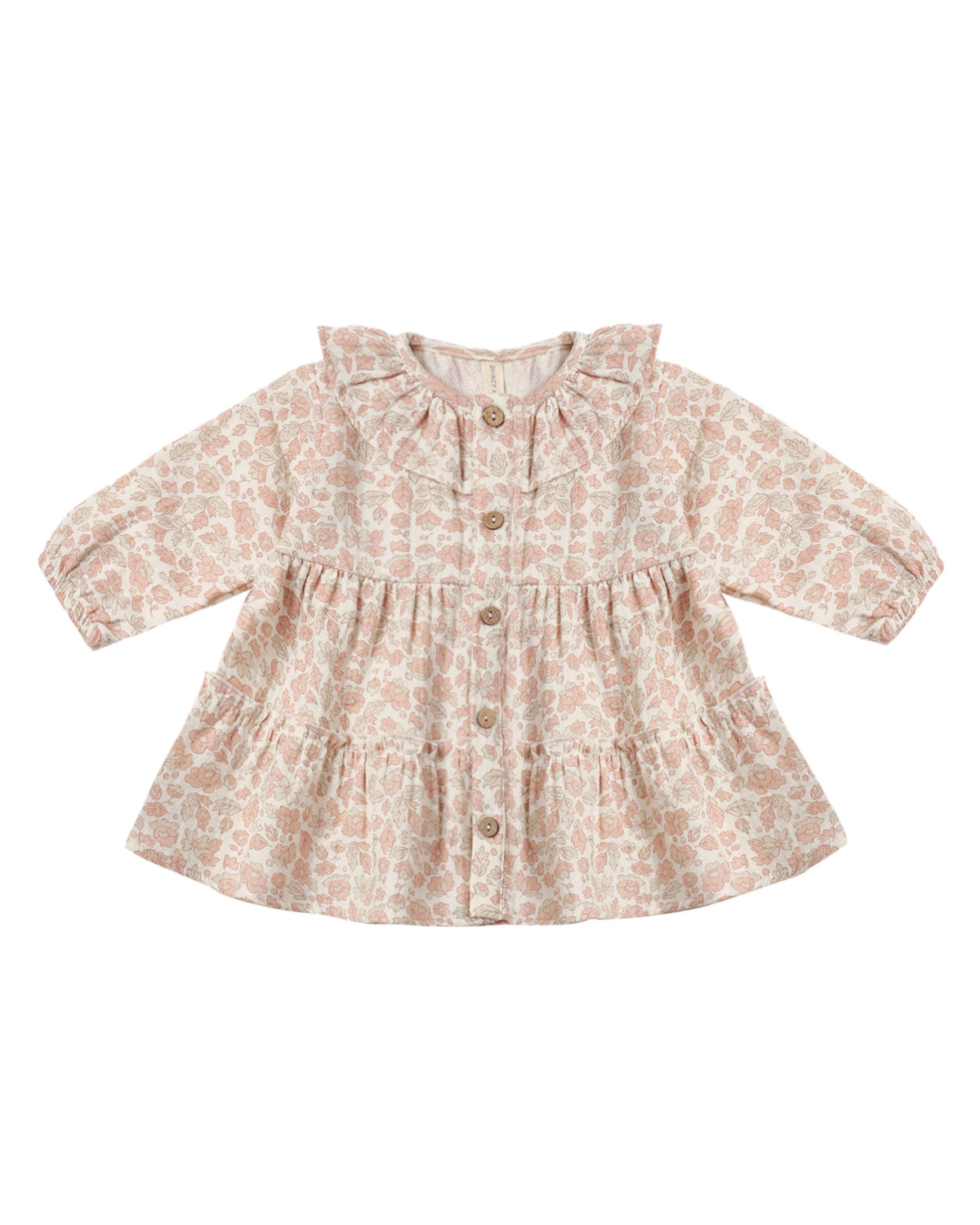 Ruffle Collar Button Dress ll Pink Blossom