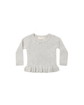 rib knit peplum top in heathered fog