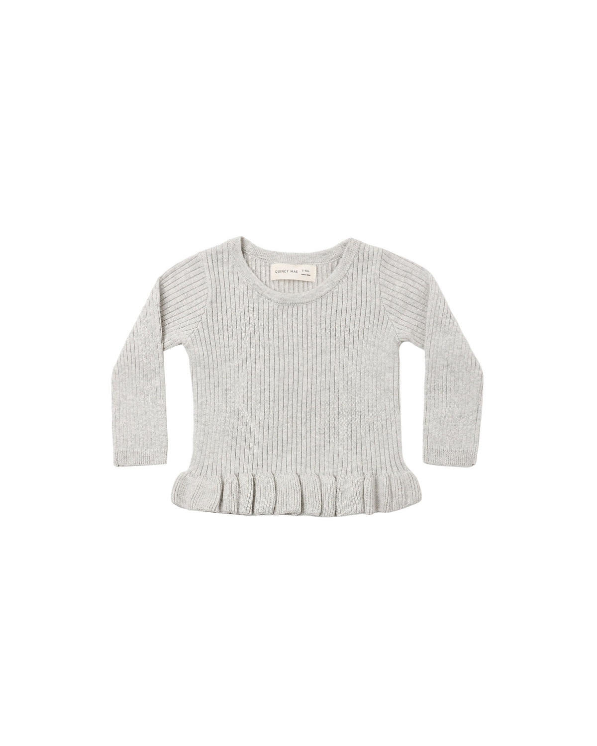 rib knit peplum top in heathered fog