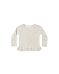 Rib Knit Peplem Top in Heathered Oatmeal