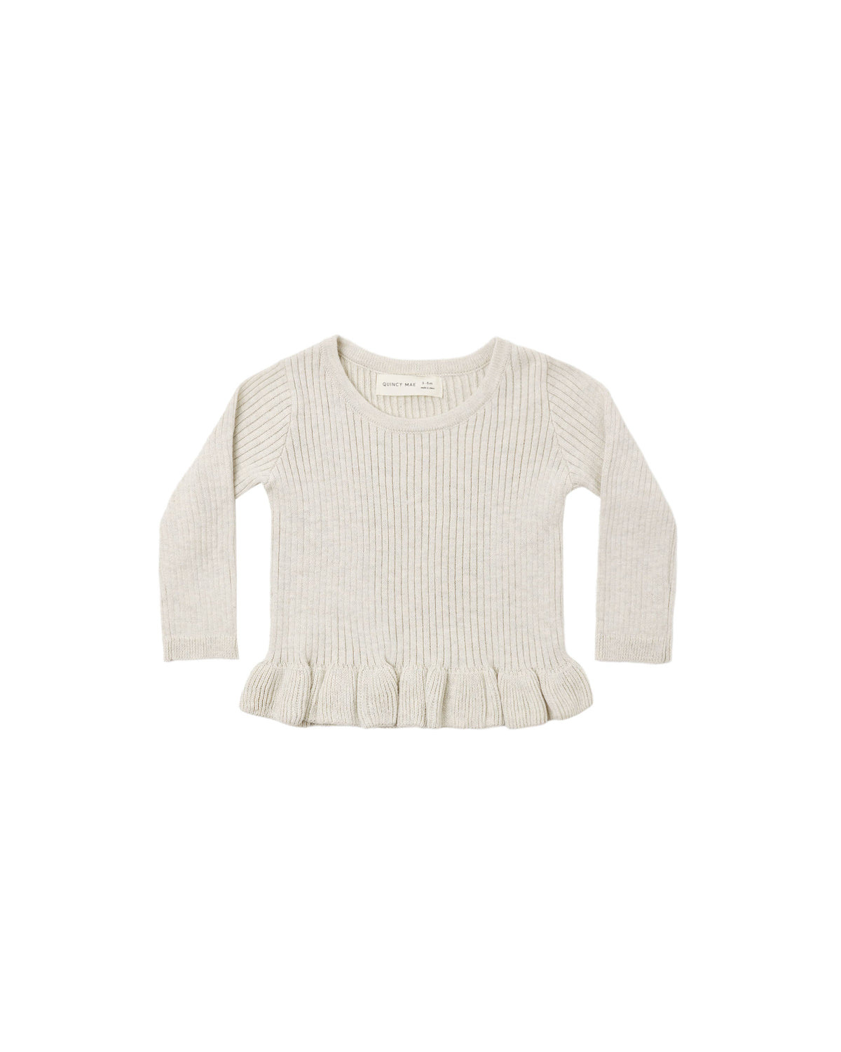 Rib Knit Peplem Top in Heathered Oatmeal
