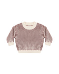 relaxed knit sweater in black cherry stripe