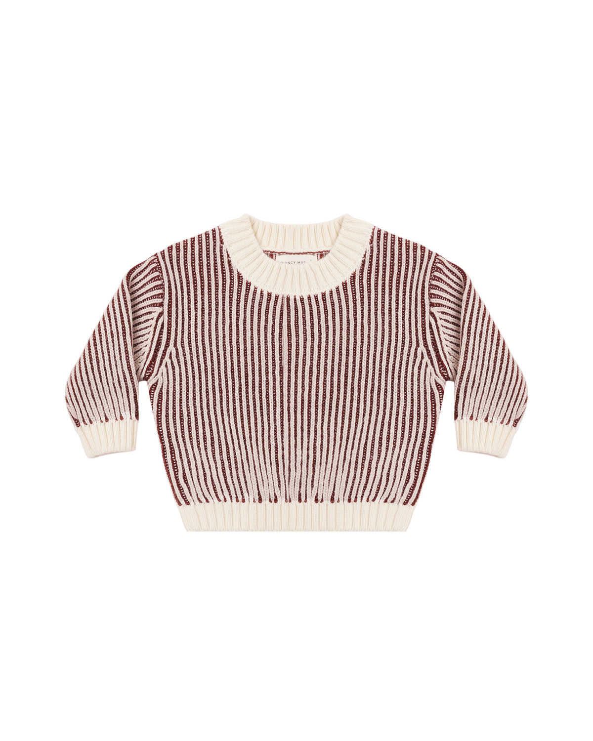 relaxed knit sweater in black cherry stripe