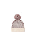 beanie in black cherry stripe