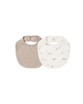 Jersey Snap Bib, 2 pack ll Bunnies, Almond Stripe