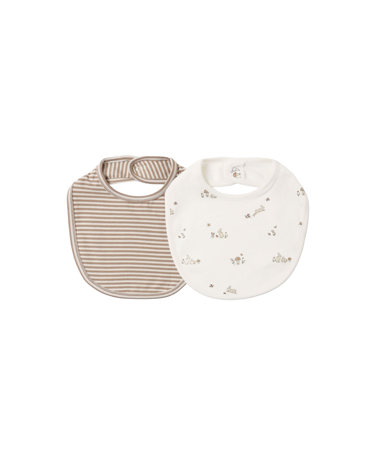 Jersey Snap Bib, 2 pack ll Bunnies, Almond Stripe