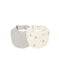 jersey snap bib 2 pack in laurel stripe & turkey