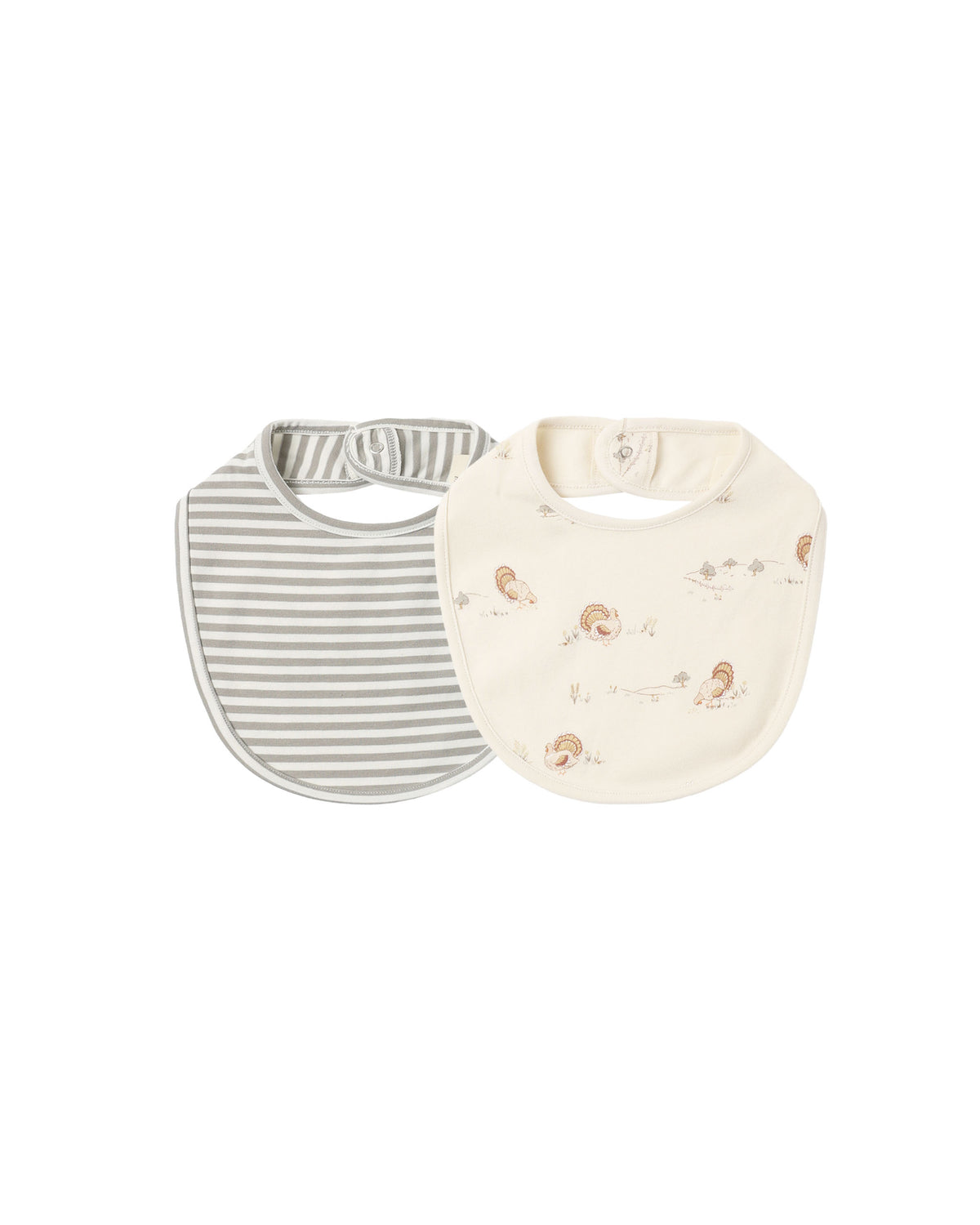 jersey snap bib 2 pack in laurel stripe & turkey