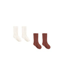 socks set in natural and redwood