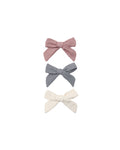 Bow with Clip, set of 3 ll Mulberry, Slate, Natural