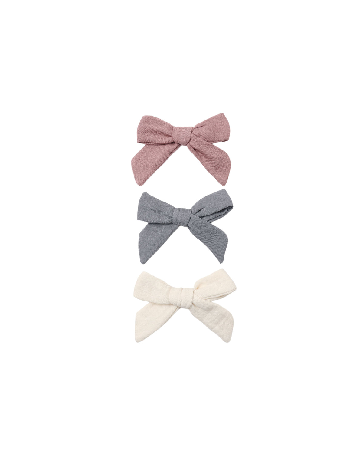 Bow with Clip, set of 3 ll Mulberry, Slate, Natural