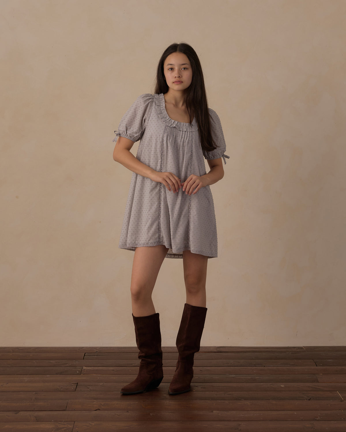 teen shiloh dress in dusty blue