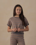 teen boxy crop knit tee in multi stripe