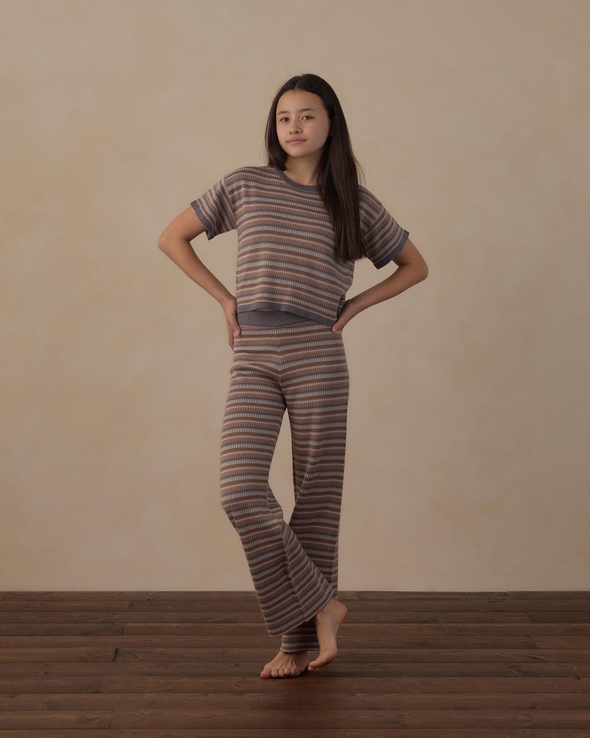 Teen knit wide leg in multi stripe