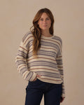 women's jaques sweater in dusty blue stripe
