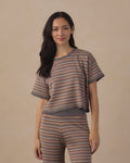 women's boxy knit tee in multi stripe