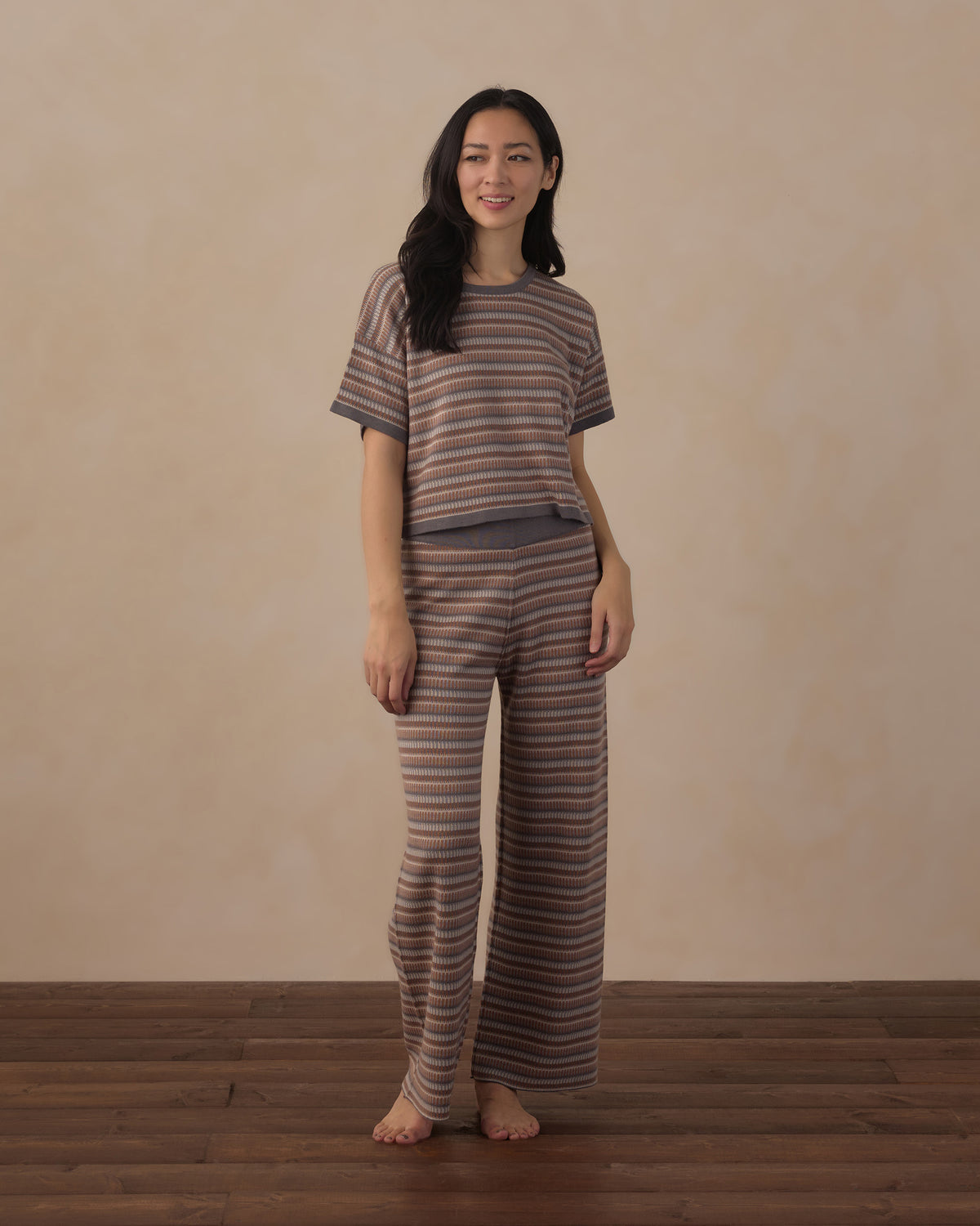 women's knit wide leg pant in multi stripe