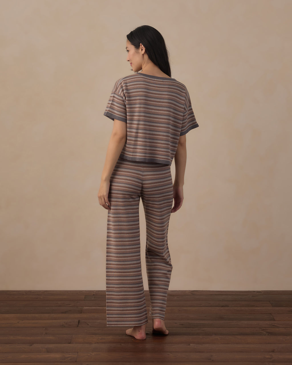 women's knit wide leg pant in multi stripe