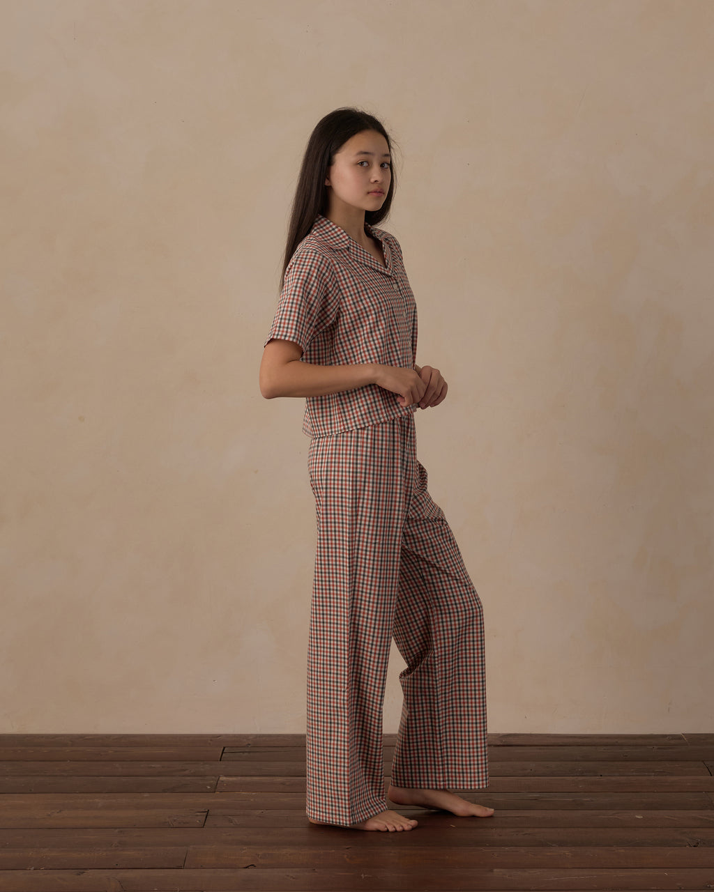 teen woven pajama set in holiday gingham