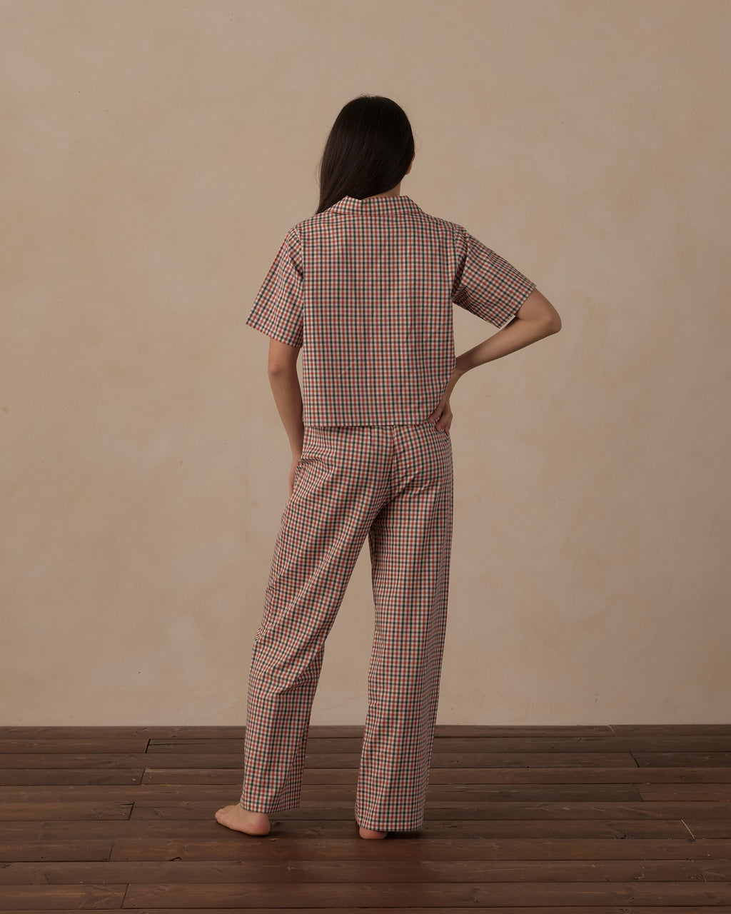 teen woven pajama set in holiday gingham