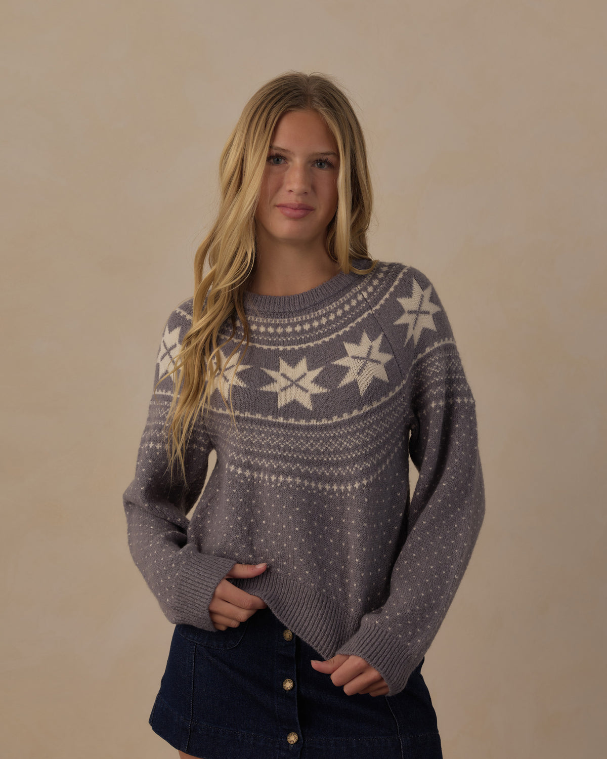 teen fair isle sweater in slate