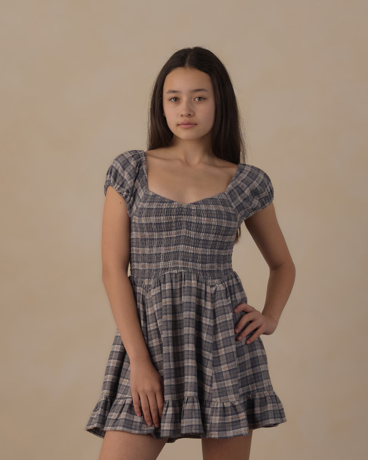 teen Stella dress in winter plaid