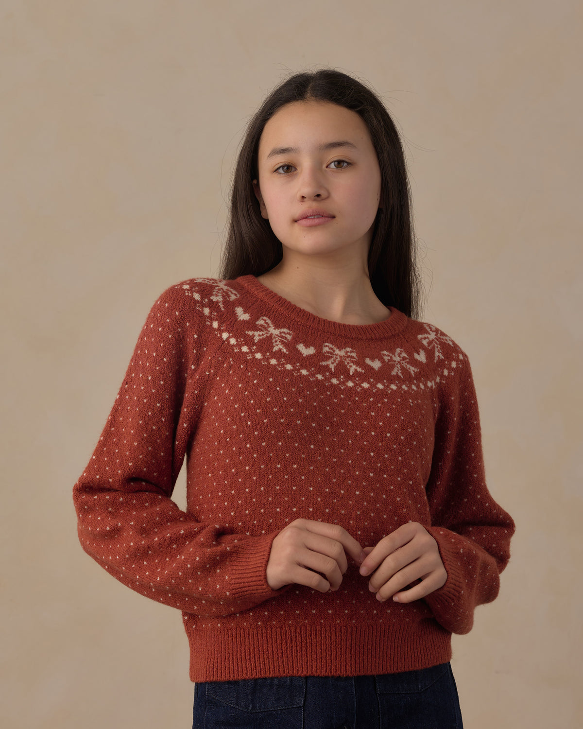 teen fair isle sweater ruby