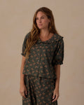 women's ruffle pajamas in evergreen bouquet