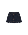 scallop mini skirt in dark indigo