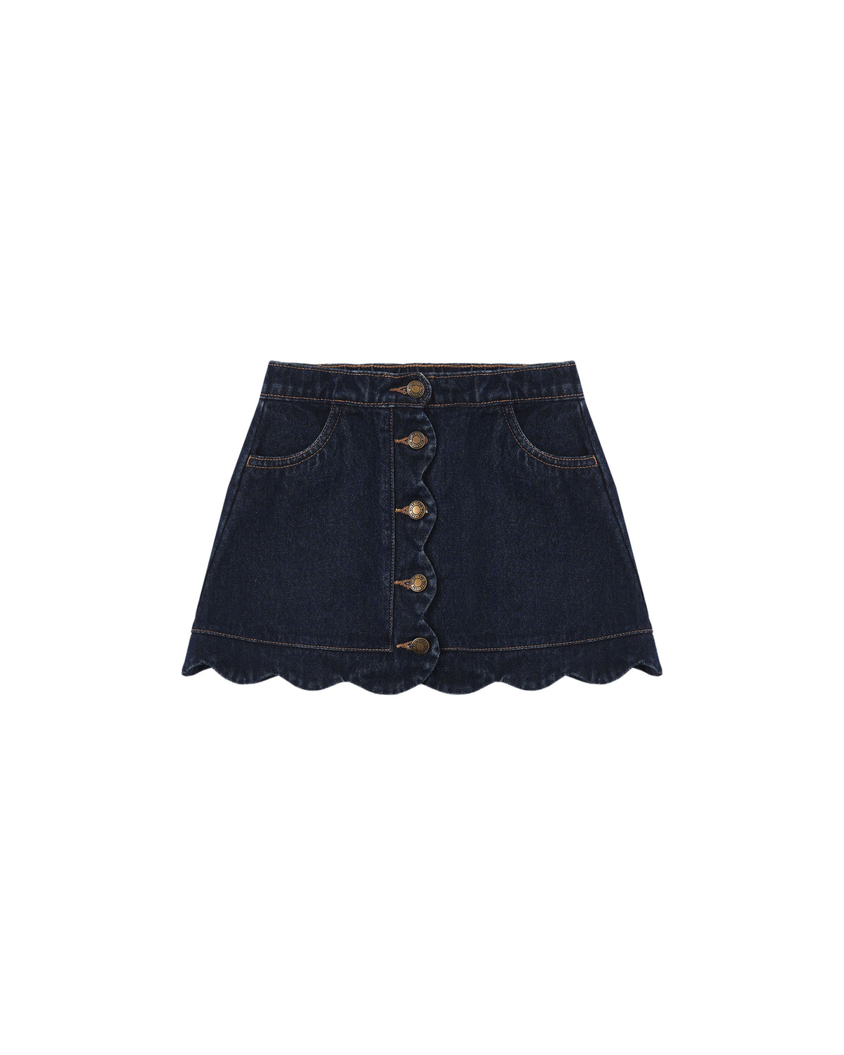 scallop mini skirt in dark indigo