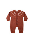 fair isle romper in ruby
