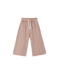 wide leg pant in brick check