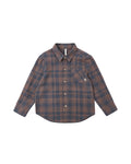 collared long sleeve shirt in midnight plaid