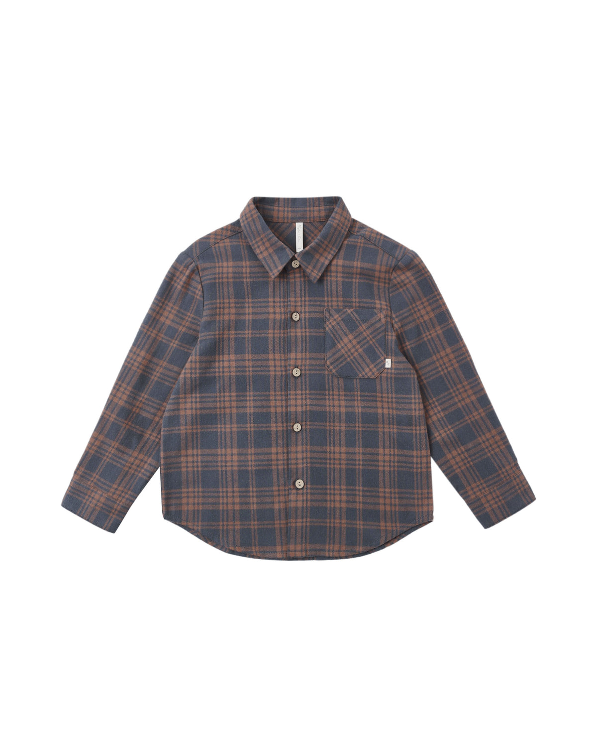 collared long sleeve shirt in midnight plaid