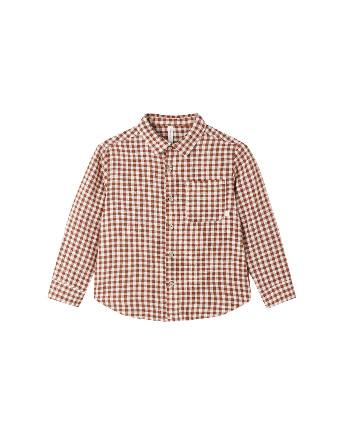 collared long sleeve shirt in brick check