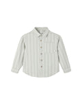 collared long sleeve shirt in sage pinstripe