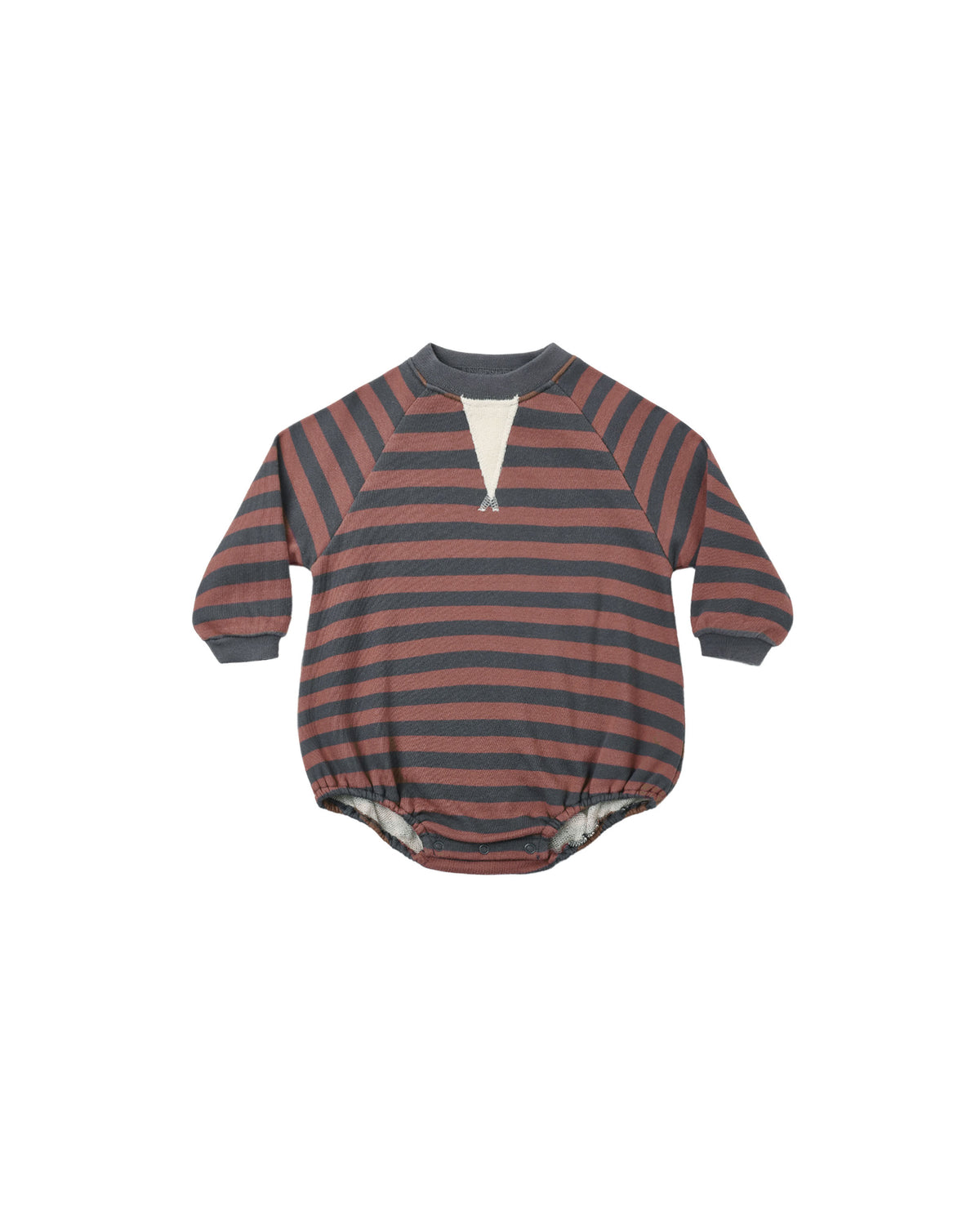 crew neck romper in mulberry stripe