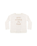 Raw Edge Long Sleeve Tee in Hot Cocoa Club