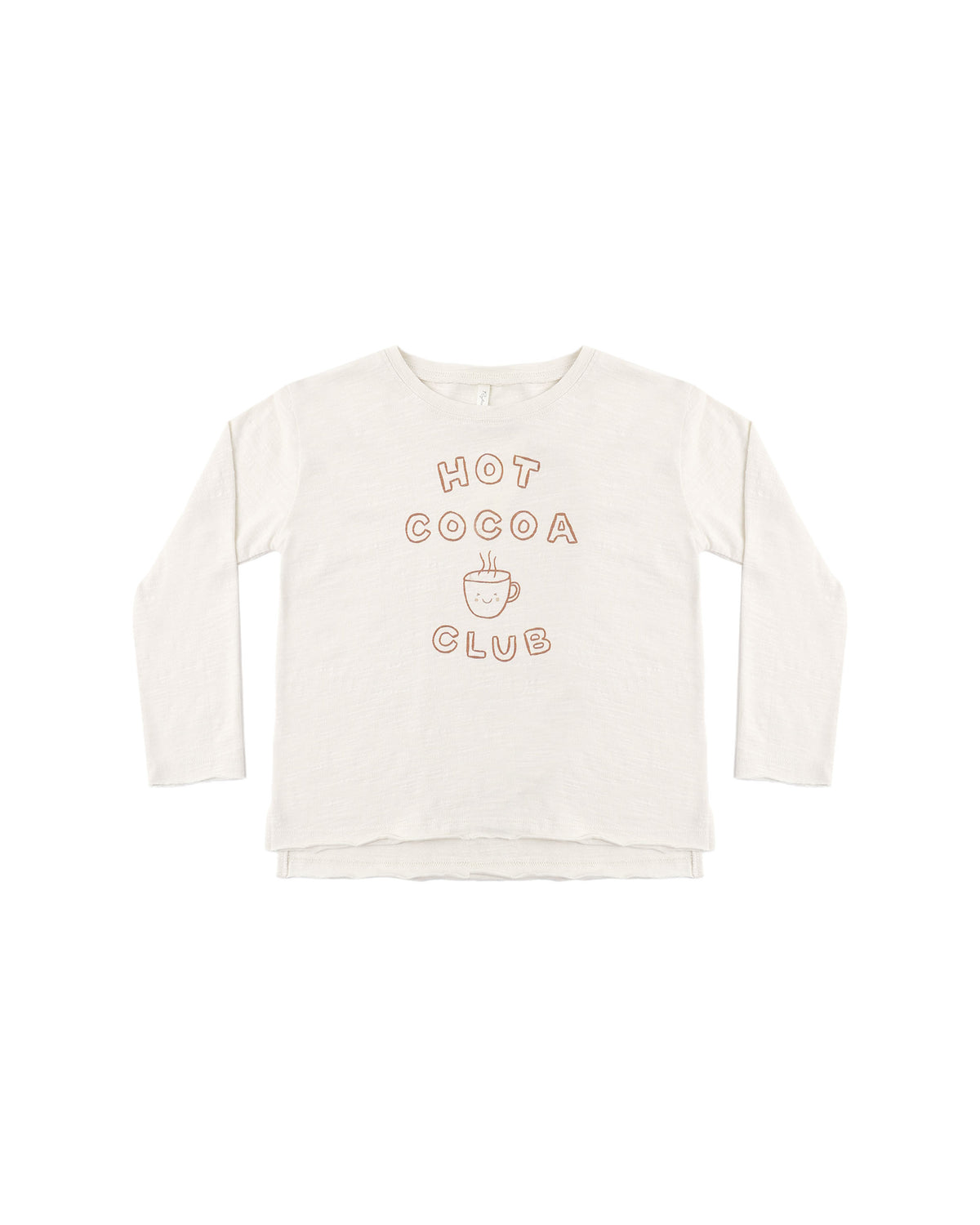 Raw Edge Long Sleeve Tee in Hot Cocoa Club