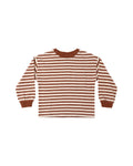 Relaxed Long Sleeve Tee in Brick Stripe