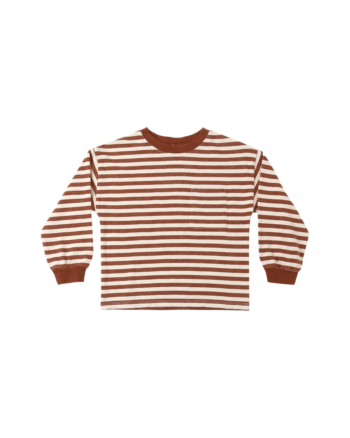 Relaxed Long Sleeve Tee in Brick Stripe