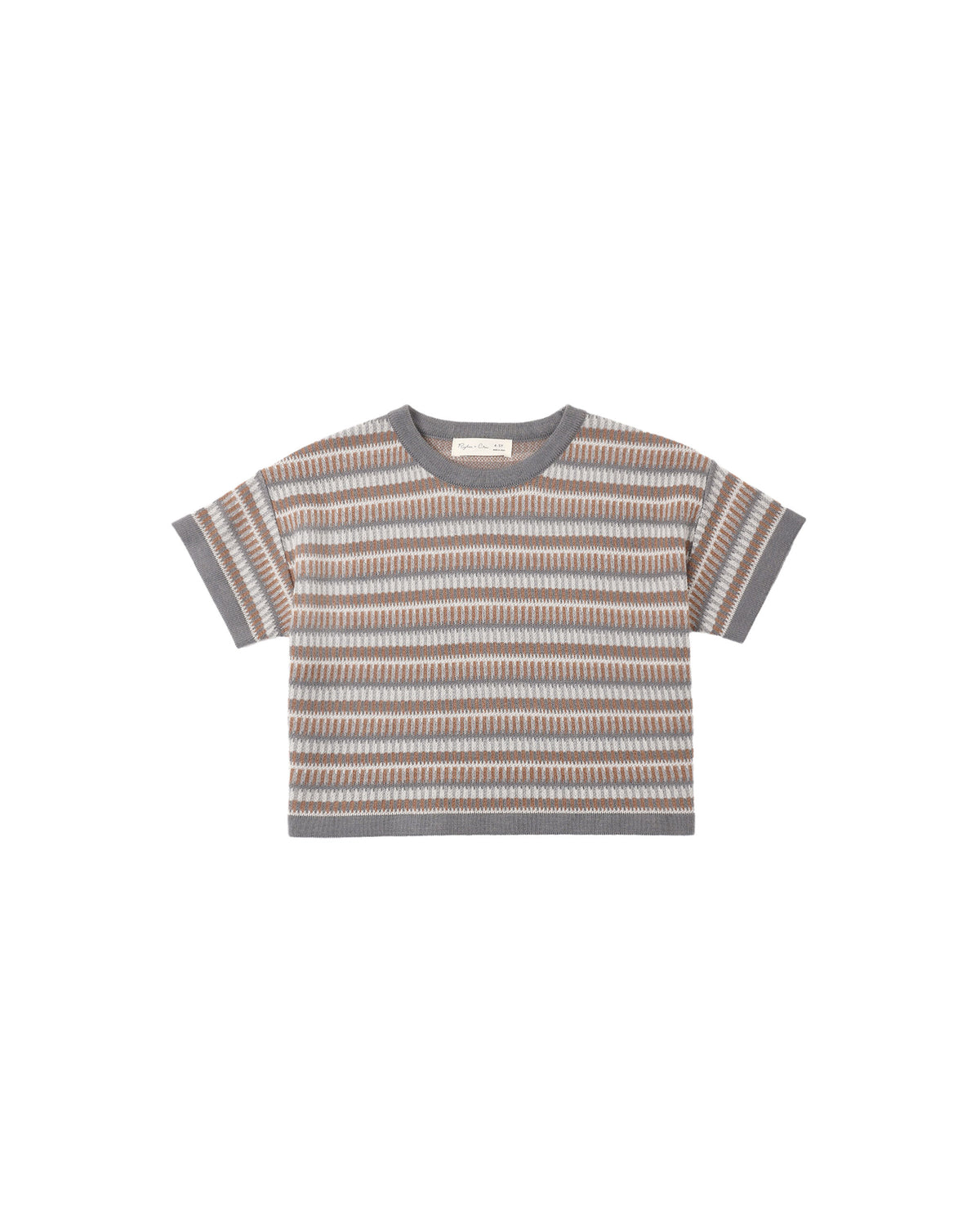boxy crop knit tee in multistripe