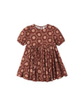 Rose Dress in Brick Daisies