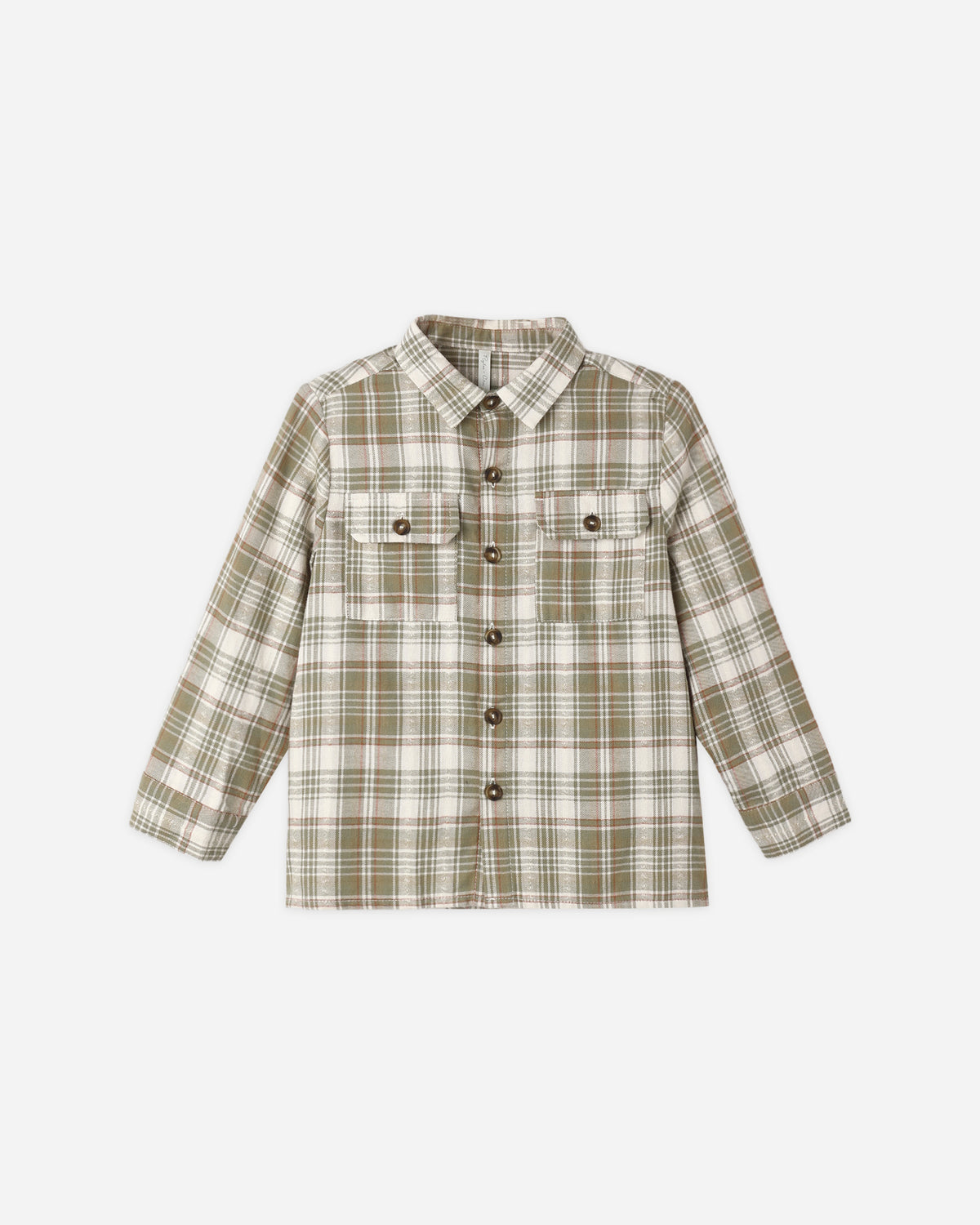 Pocketed Corduroy Shirt in Olive Dobby Plaid